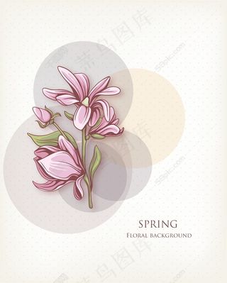春天开花的花卉背景矢量插画