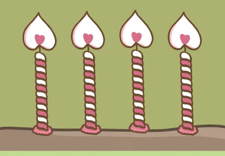 心形蜡烛蛋糕可爱简约画