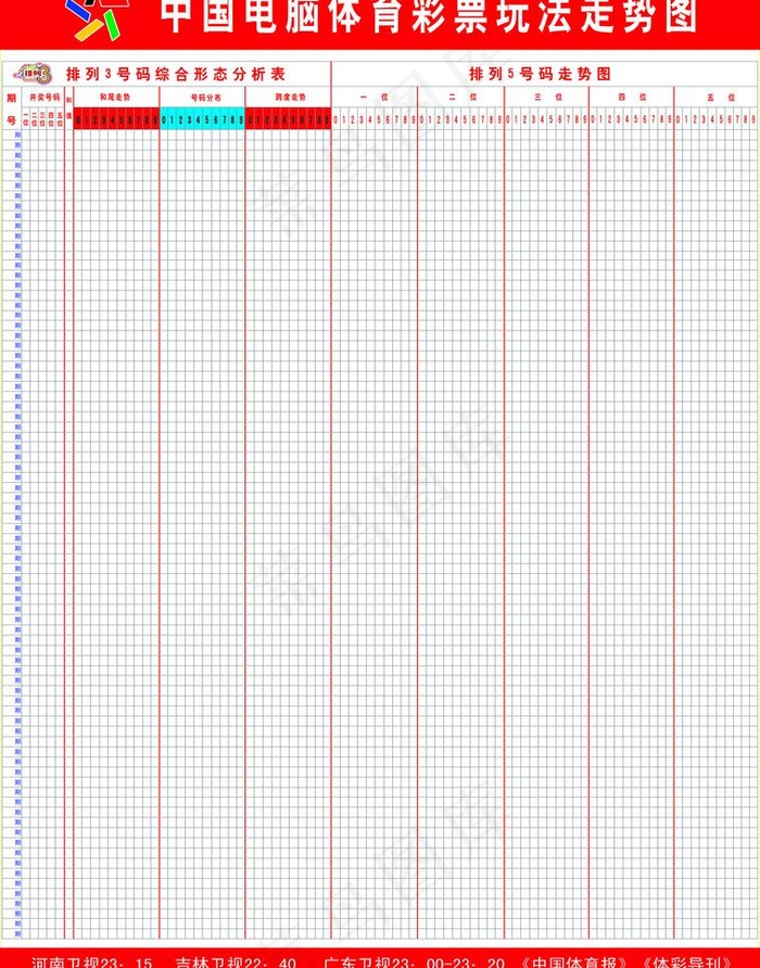 体彩排列三排列五走势图图片psd模版下载
