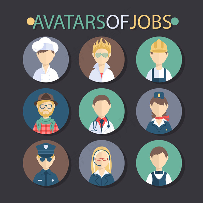 9款圆形人物工作头像矢量素材