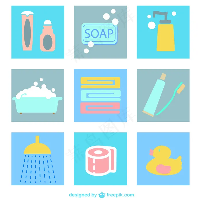 浴室平面图标包ai矢量模版下载