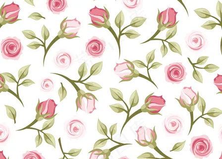 玫瑰花图案无缝背景矢量素材