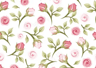 玫瑰花图案无缝背景矢量素材