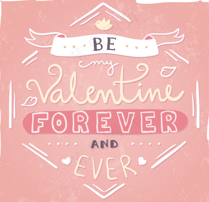 粉色情人节贺卡矢量素材