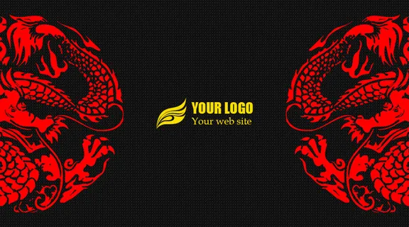 高端纹身名片模版PSD中国龙名片模...