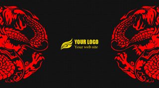 高端纹身名片模版PSD中国龙名片模...