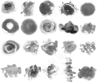 免扣水墨笔触水墨圈素材