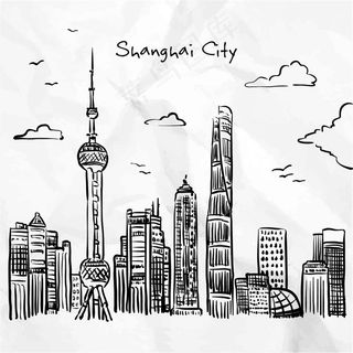 上海手绘城市剪影