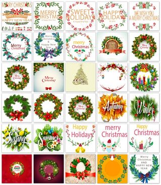 唯美圣诞节圣诞花环矢量设计元素