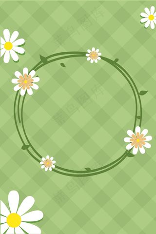 矢量扁平化春季绿叶小清新背景