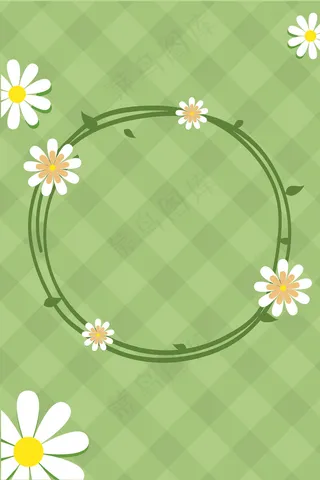 矢量扁平化春季绿叶小清新背景