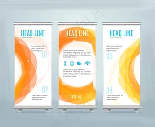 黄色科技时尚易拉宝设计模板矢量素材