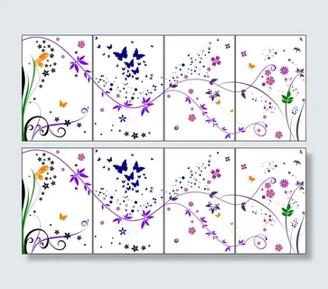 蝴蝶花屏风多层连接素材