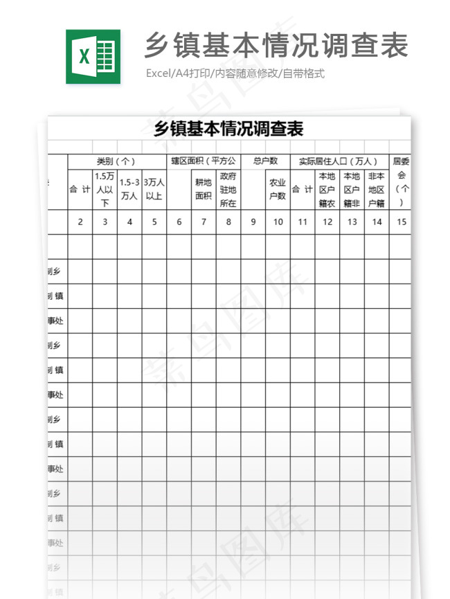 乡镇基本情况调查表表格