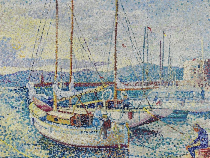 小船油画图片