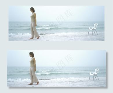 沙滩上的休闲美女