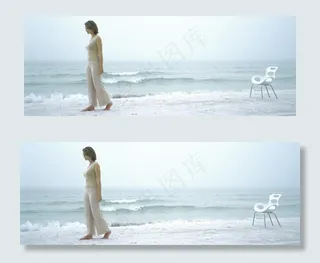 沙滩上的休闲美女