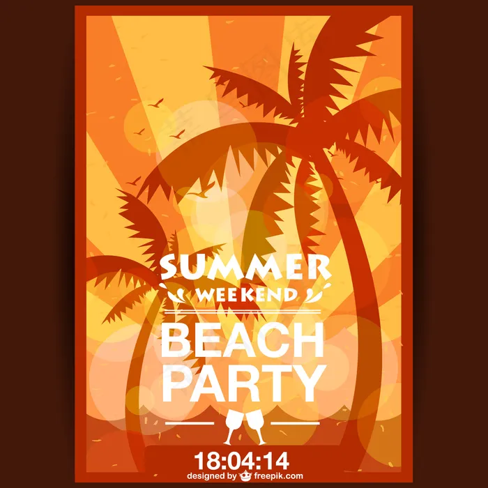 夏季海报派对日落ai矢量模版下载