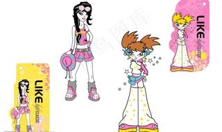 卡通女童吊牌图片