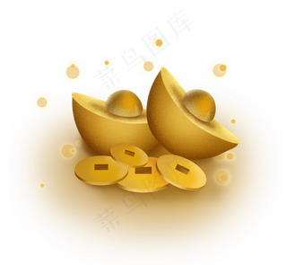 农历新年金色元宝钱币装饰农历新年金色元宝钱币装饰