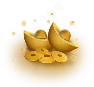 农历新年金色元宝钱币装饰农历新年金色元宝钱币装饰