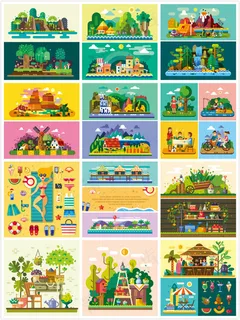 扁平化旅游景色