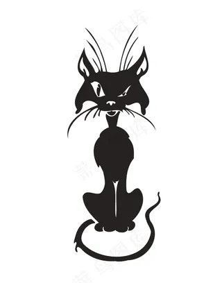 卡通动物简笔插画猫咪