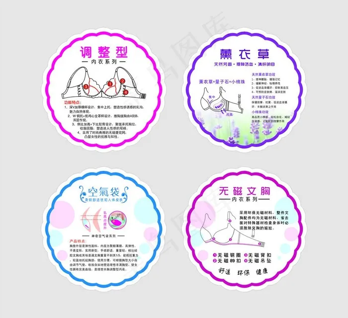 文胸 内衣功能标图片cdr矢量模版下载