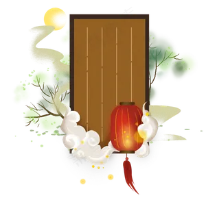 农历新年夜中国风灯笼边框,免抠元素