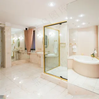 浴室内景灯光照明效果摄影高清图片