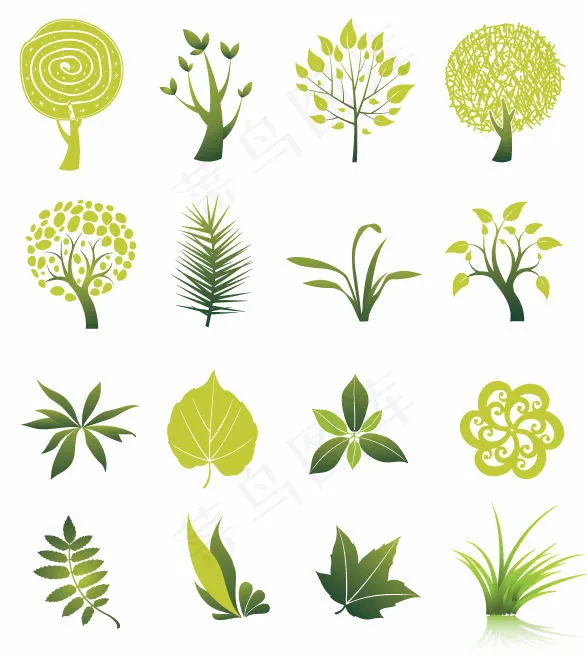 树叶 树eps,ai矢量模版下载