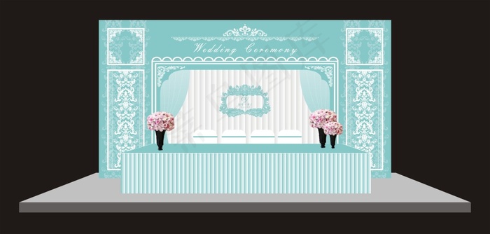 Tiffany蓝婚礼立体布幔签到区cdr矢量模版下载