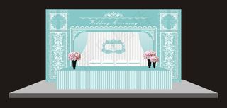 Tiffany蓝婚礼立体布幔签到区