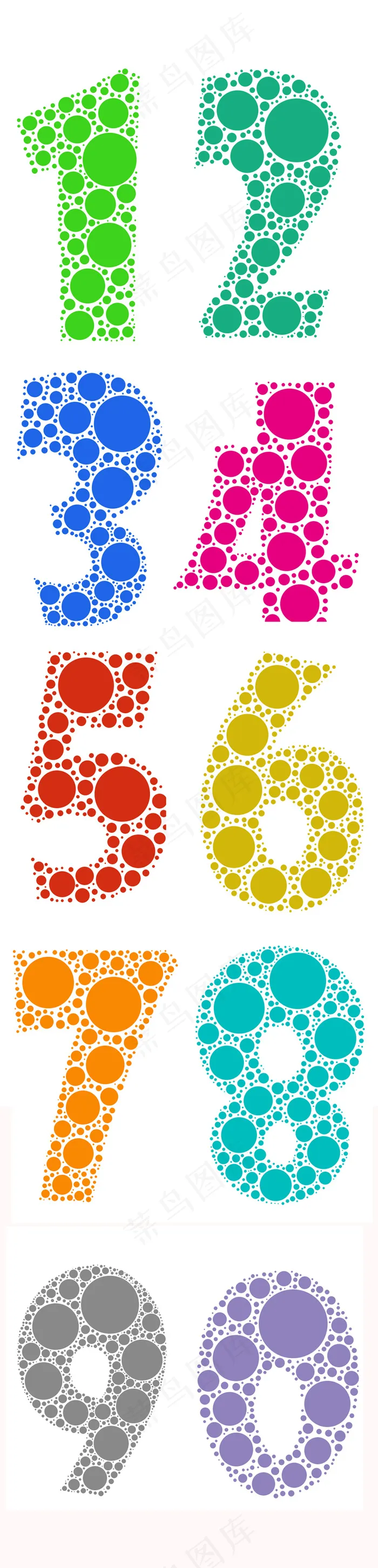 多彩卡通圆形数字矢量素材设计psd模版下载