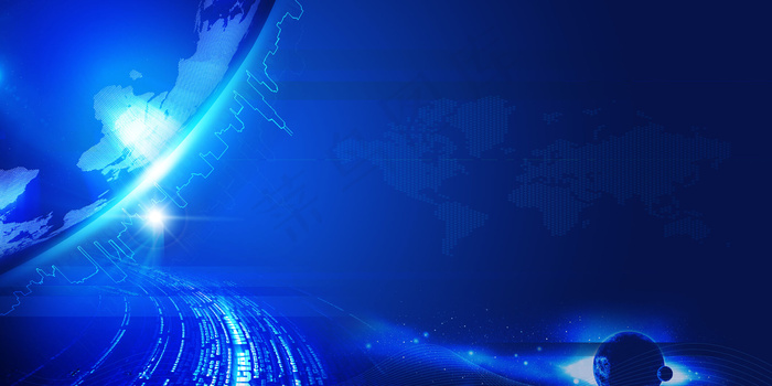 蓝色大气简约商务科技背景图