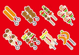 扁平化矢量烤串