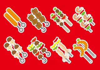 扁平化矢量烤串