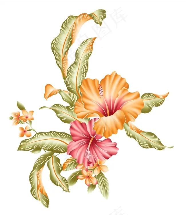 手绘花psd模版下载