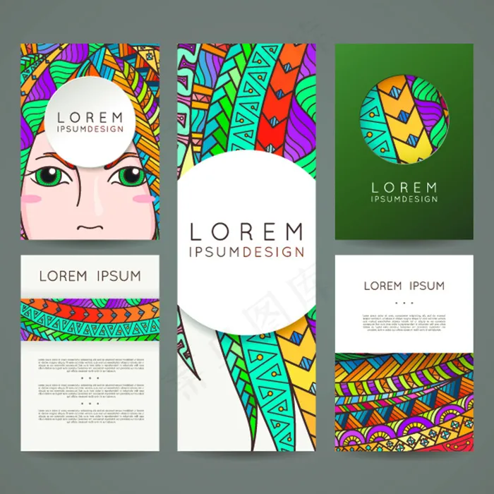 彩色个性几何卡片名片邀请卡矢量素材eps,ai矢量模版下载