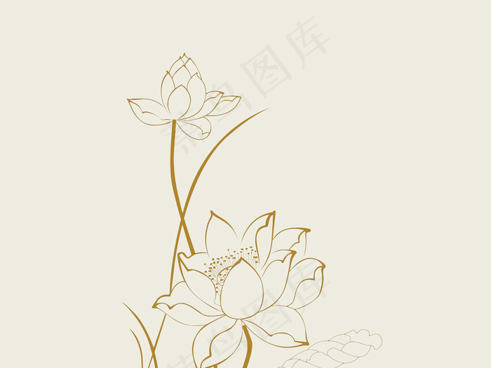 荷花线条素材PSD分层源文件