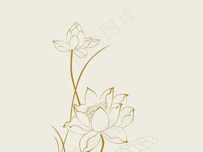 荷花线条素材PSD分层源文件
