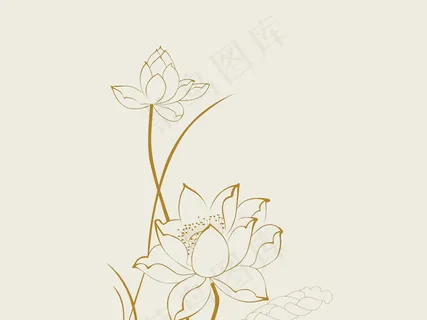 荷花线条素材PSD分层源文件