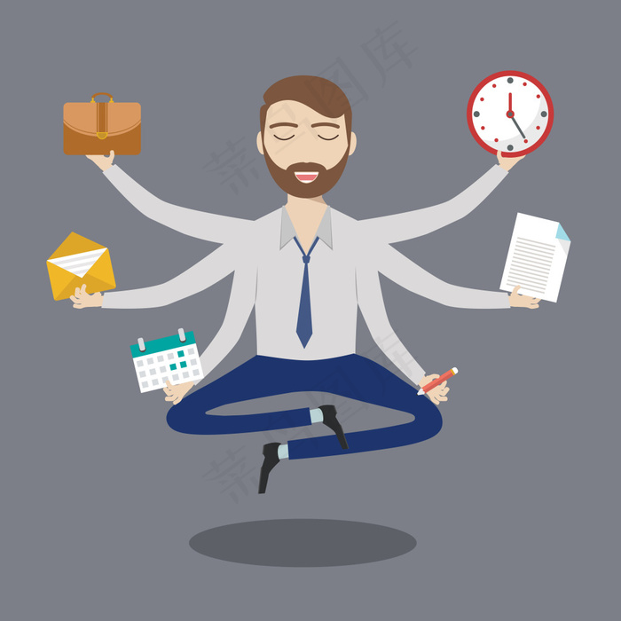 三头六臂的人ai矢量模版下载