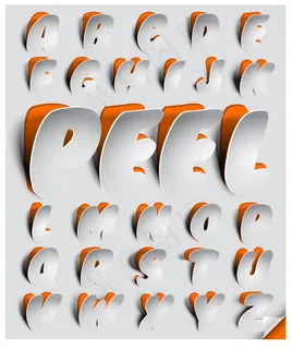 翘脚贴纸英文字母矢量素材