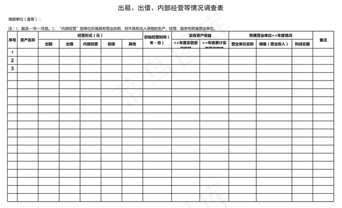 出租、出借、内部经营等情况调查表