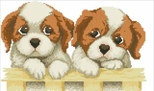 十字绣两只小狗