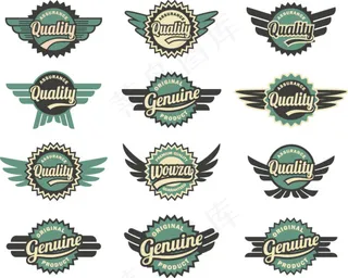 创意翅膀标签矢量素材