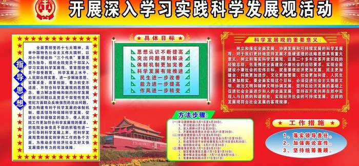 科学发展宣传展板（红色风格）图片(4134X2155(DPI:70))psd模版下载