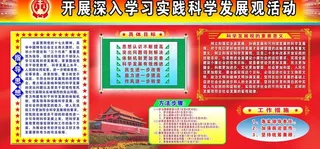 科学发展宣传展板（红色风格）图片