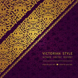 金色花纹紫色背景矢量素材图片